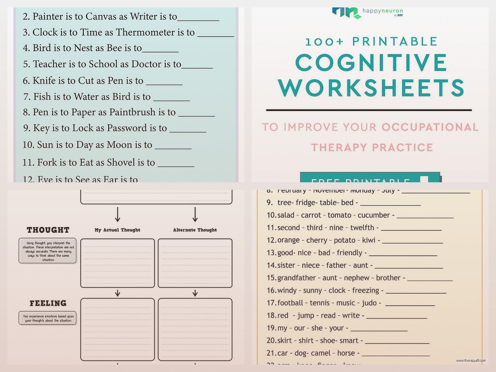 Cognition Worksheets – Free PDF & Printable Resources