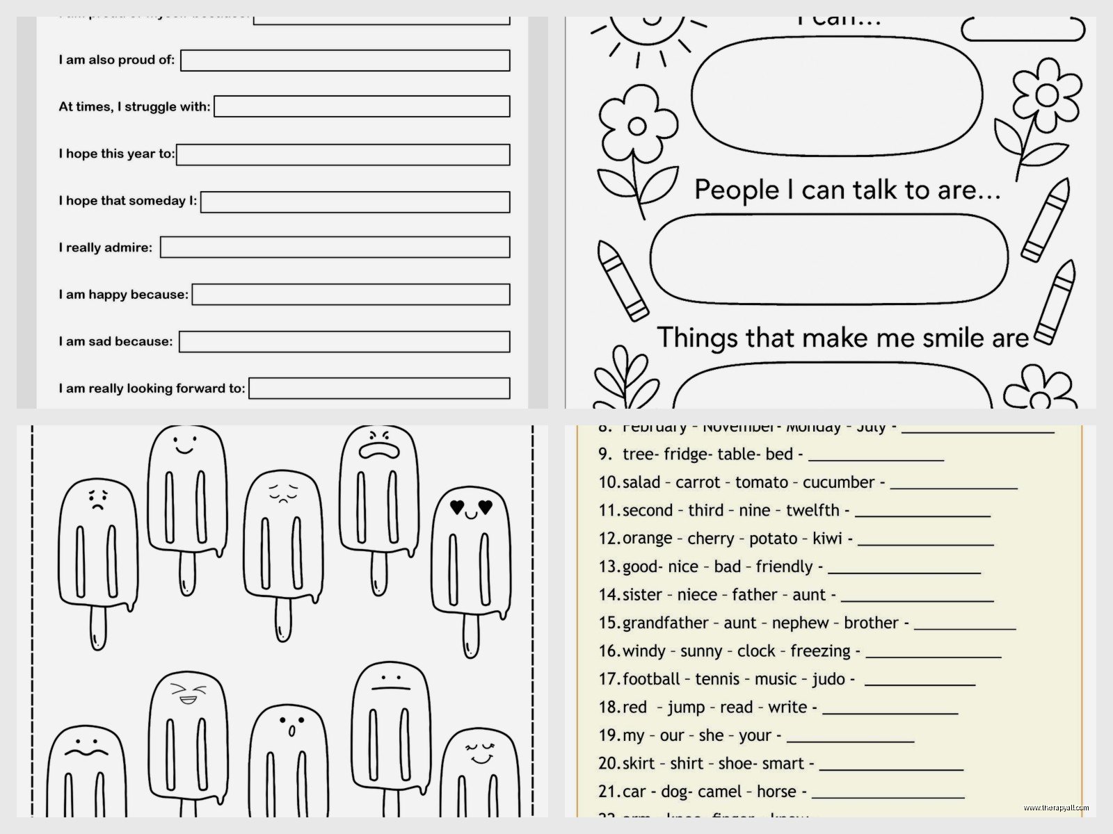 Fun Therapy Worksheets – Free PDF & Printable Resources