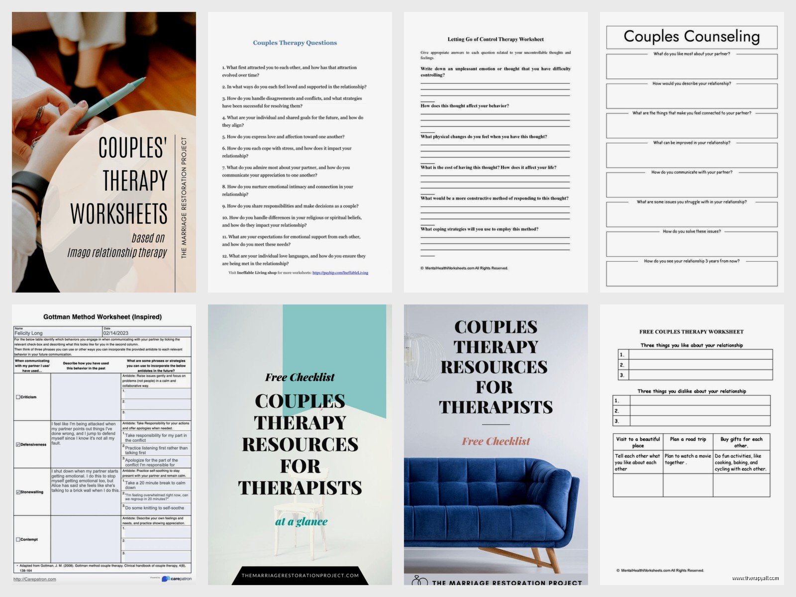 Imago Couples Therapy Worksheets – Free PDF & Printable Resources