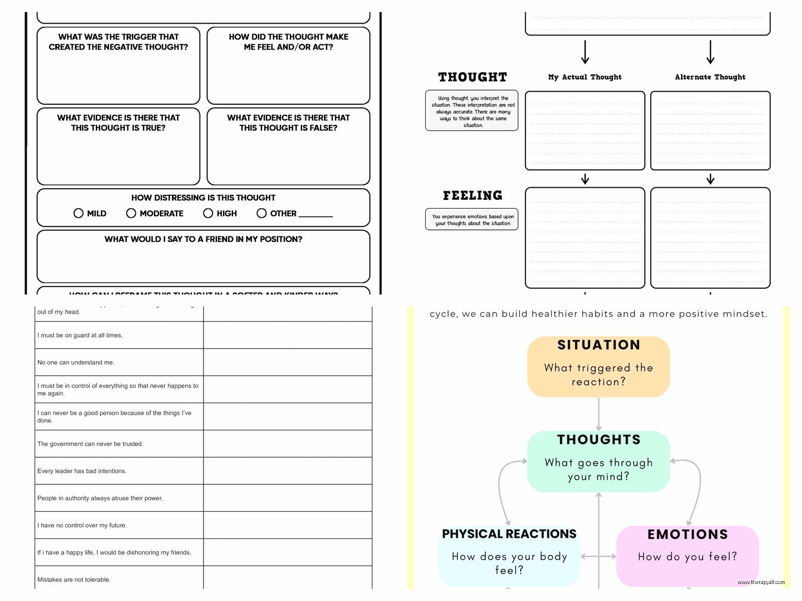 CBT Worksheets: Printable Tools for Cognitive Behavioral Therapy