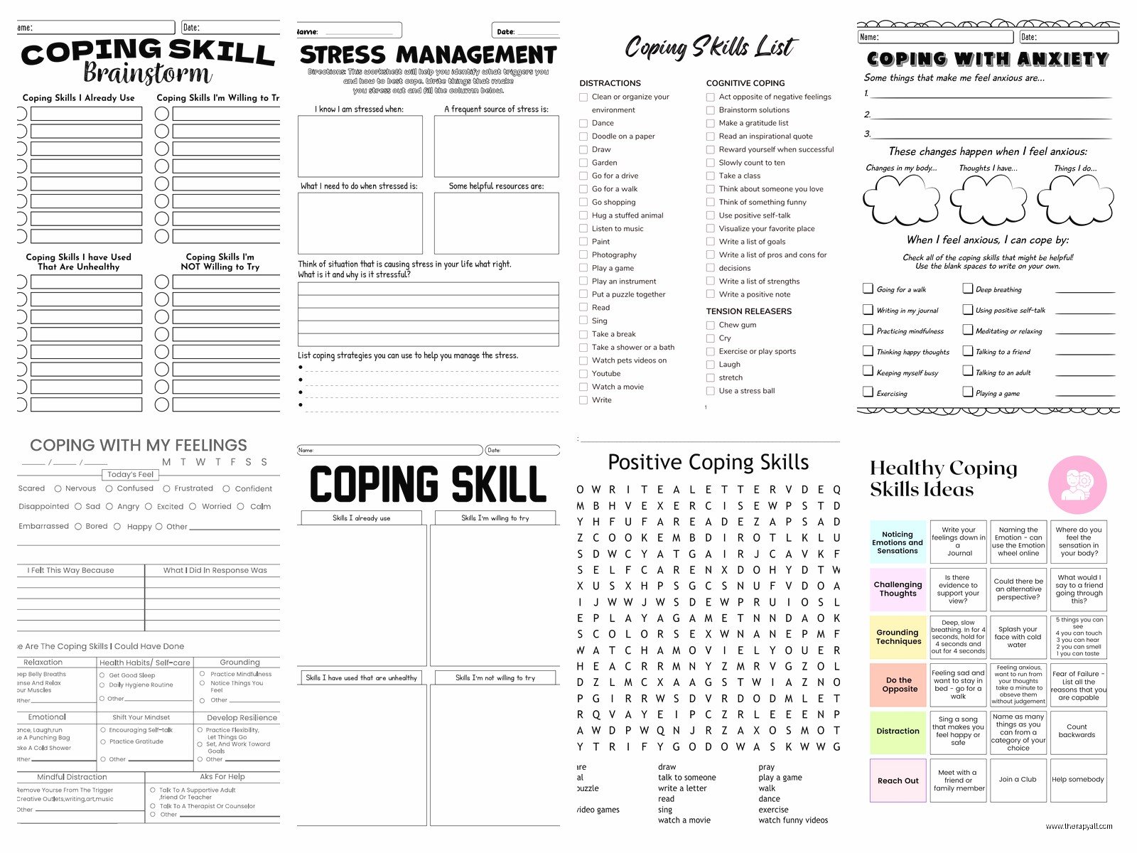 Coping Skills Worksheets for Adults: Tools to Manage Stress & Anxiety