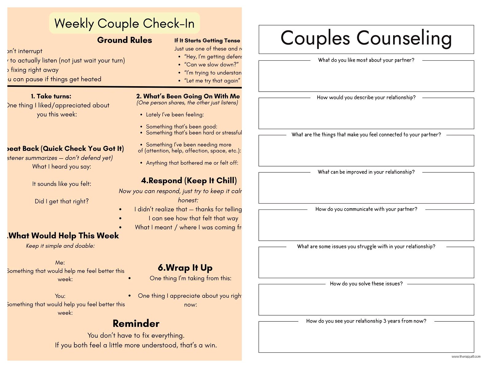 Couples Counseling Worksheets: Exercises to Improve Communication