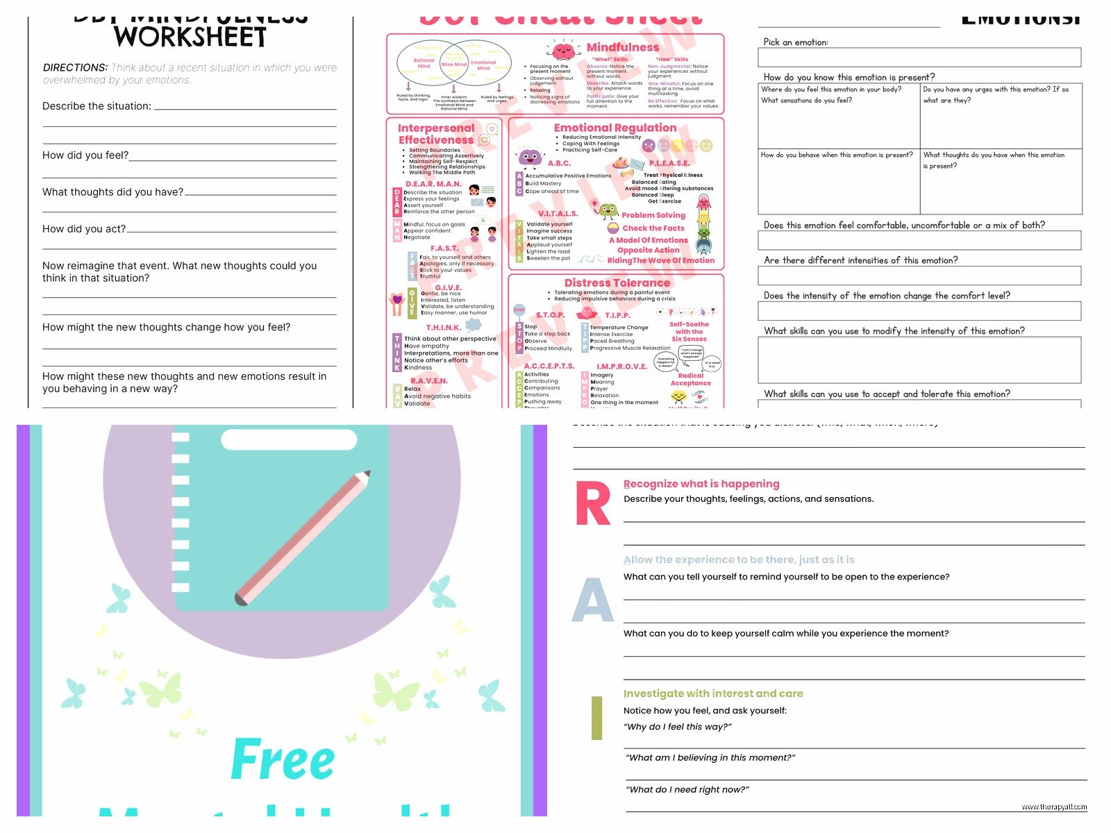 Free DBT Worksheets: Printable Dialectical Behavior Tools