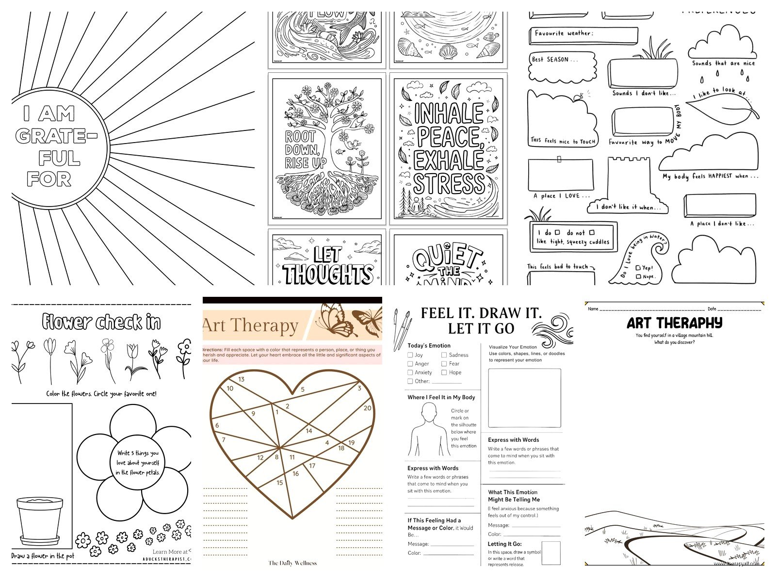Free Printable Art Therapy Worksheets for All Ages