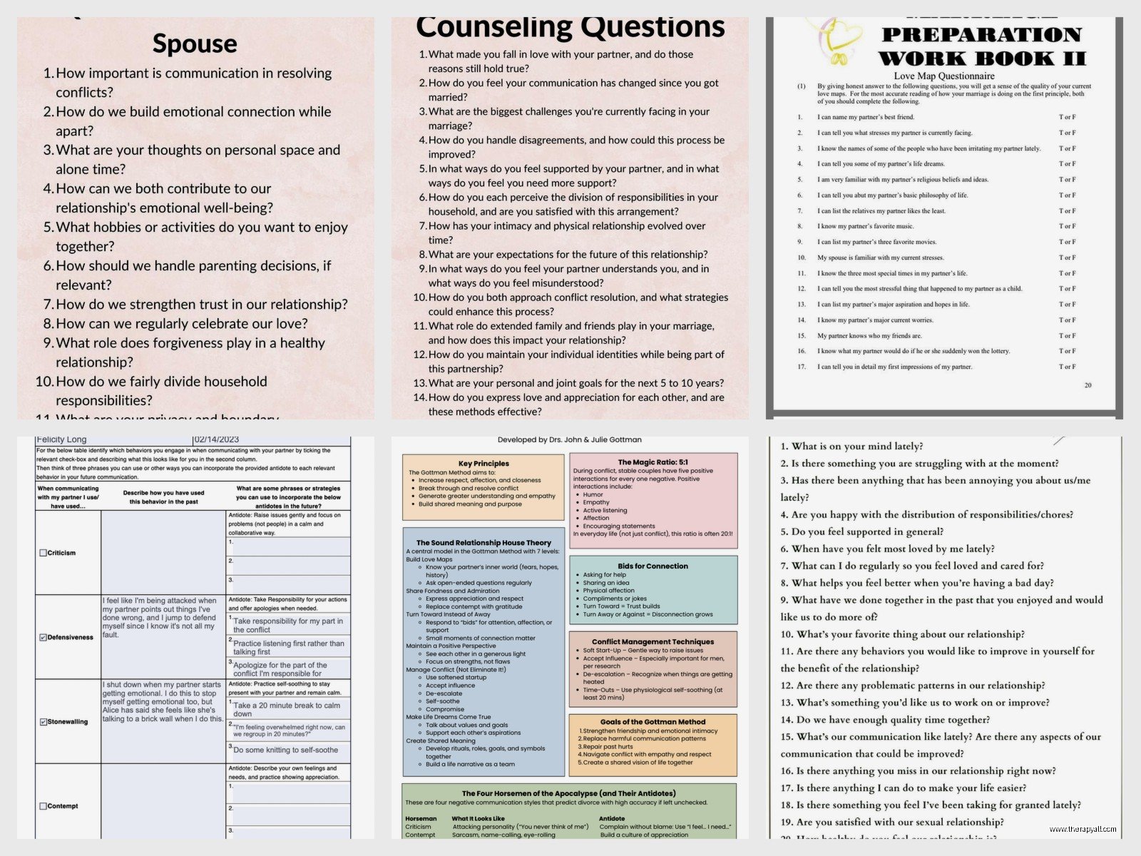 Marriage Counseling Worksheets: Tools to Rebuild Connection