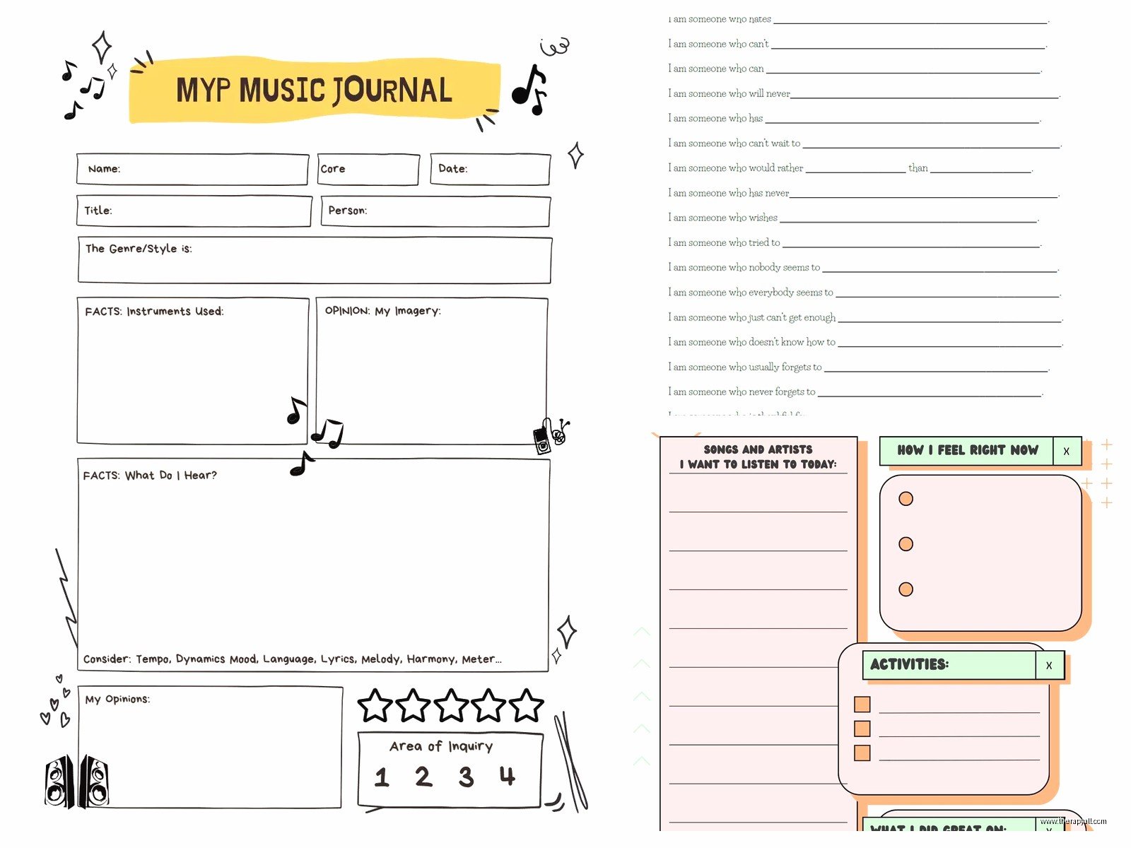 Music Therapy Worksheets PDF: Activities for Emotional Expression