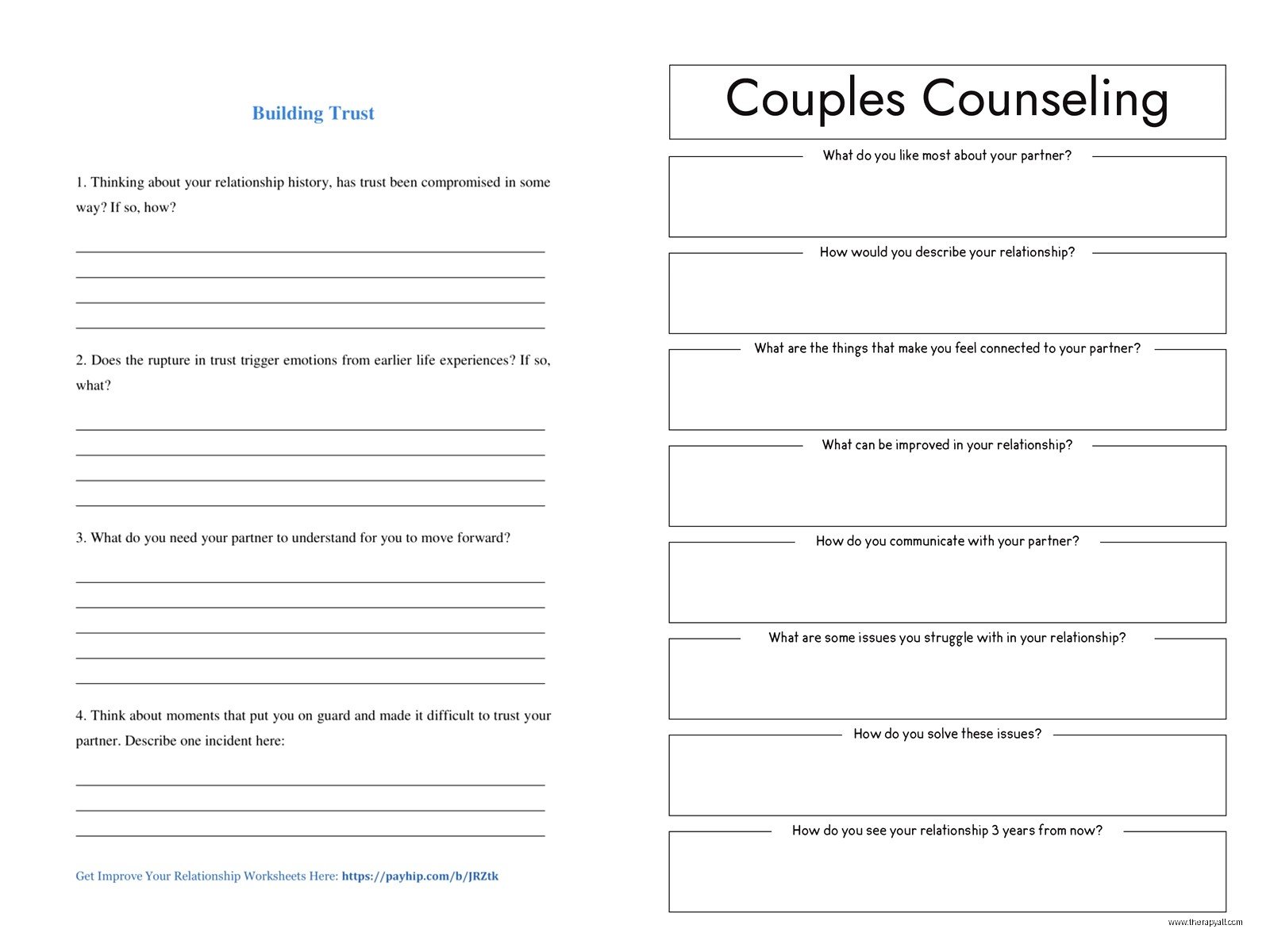 Relationship Counseling Worksheets: Guide to Healthier Communication