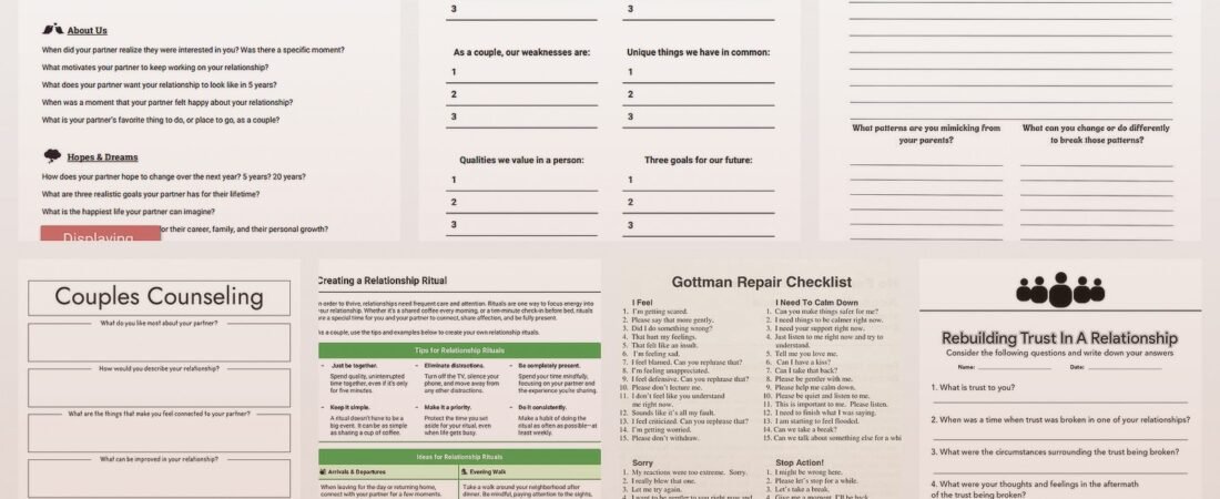 Relationship Therapy Worksheets: Exercises to Improve Connection