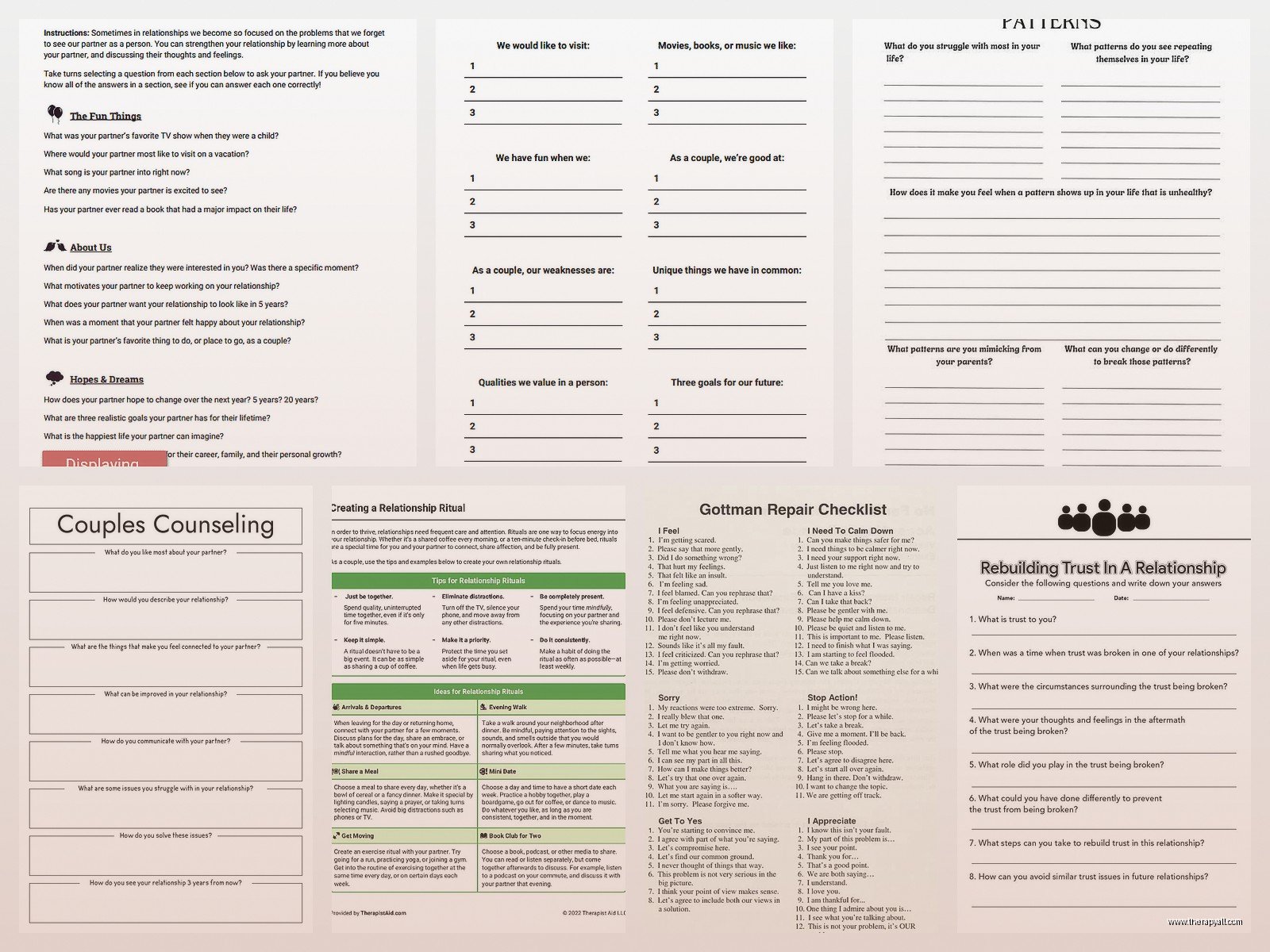 Relationship Therapy Worksheets: Exercises to Improve Connection