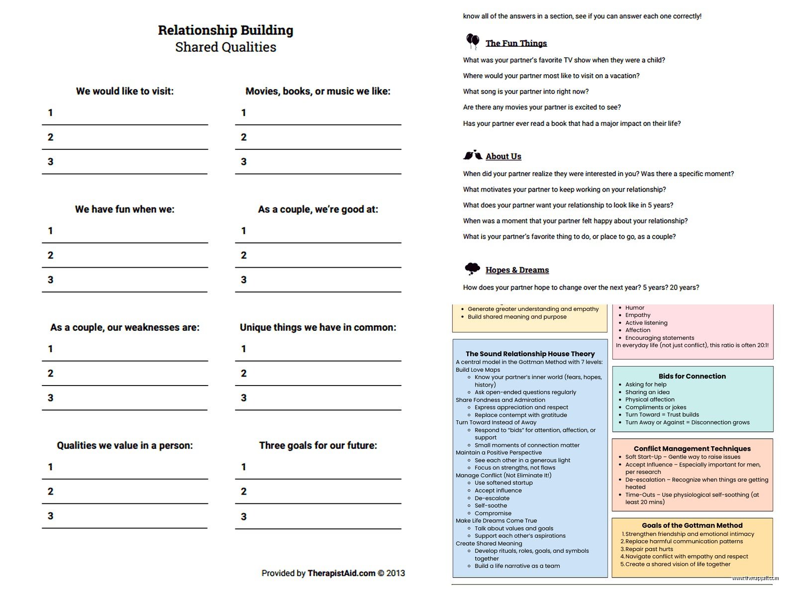 Relationship Therapy Worksheets: Exercises to Improve Connection