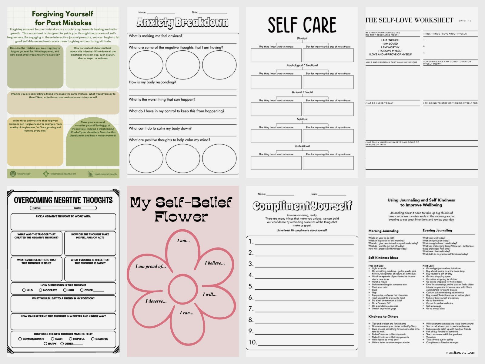 Self Help Worksheets – Free PDF & Printable Resources
