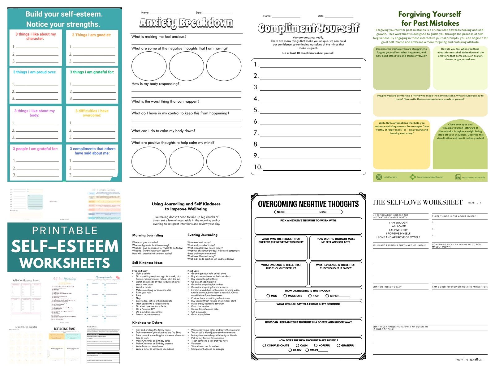 Self Help Worksheets – Free PDF & Printable Resources